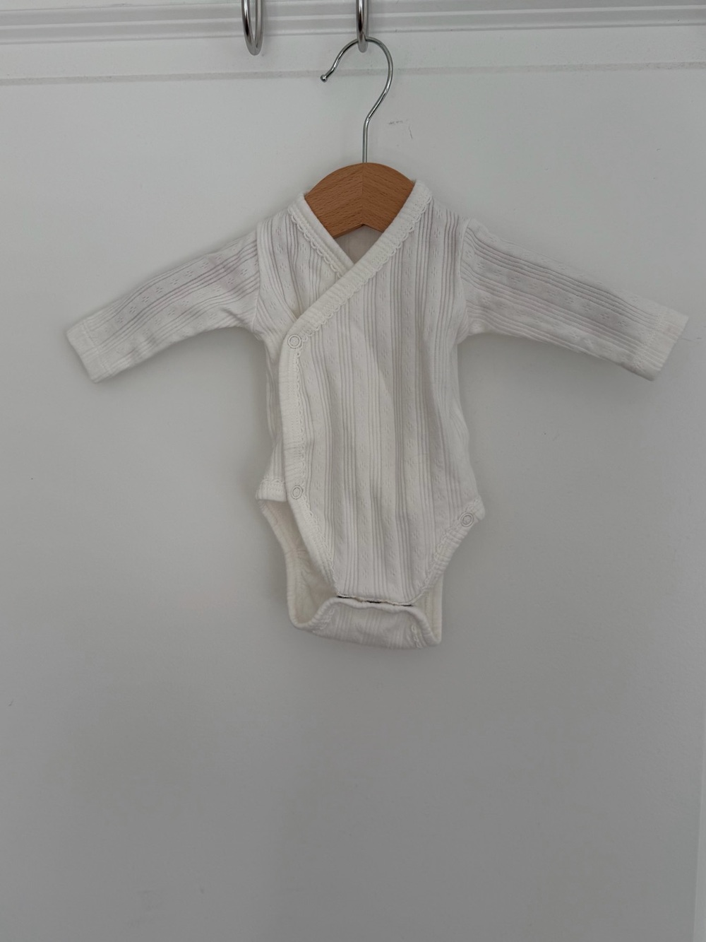 NEW Zara Newborn 0 months 50cm COTTON White Ribbed Wrap-Front Baby One-Piece